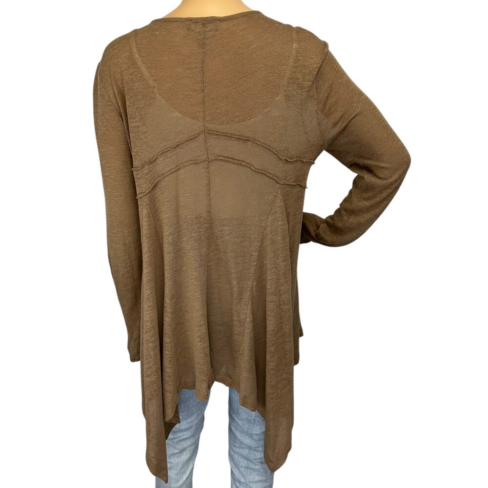 Neiman Marcus Vintage Y2K Linen Blend Long Cardigan Sweater Brown Size L - Picture 5 of 10